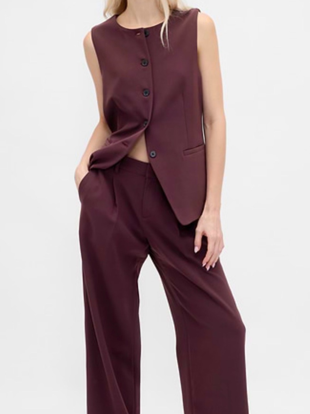 GAP Wide-Leg Pants - Plum